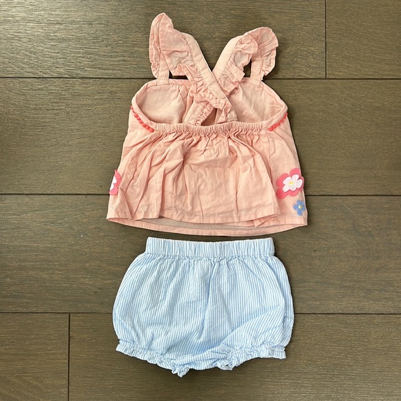 Baby Boden Girls Cotton Flower Tank Top and Short Set 0-3 Months - Picture 2 of 3